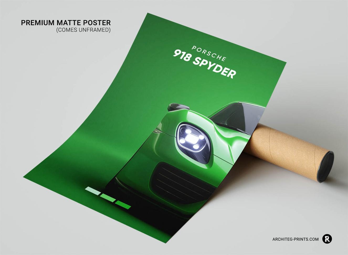 Porsche 918 Spyder Green - Sport Car Poster Print | Architeg